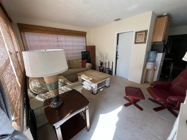 living room with light carpet