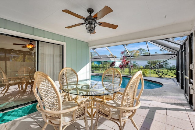 sunroom with a pool