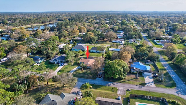 bird's eye view featuring a water view