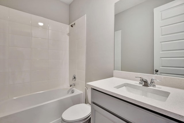 full bathroom featuring vanity,  shower combination, and toilet