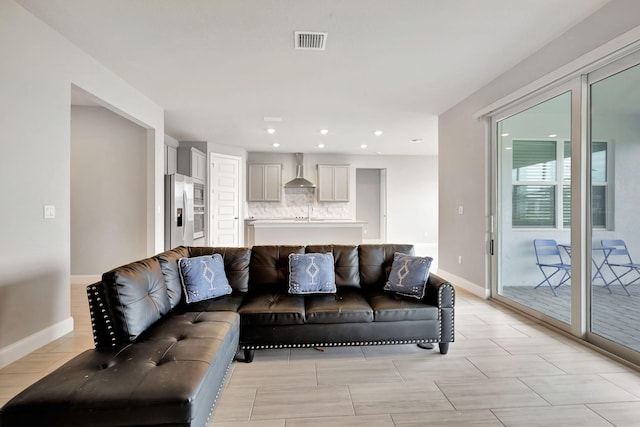 living room featuring sink