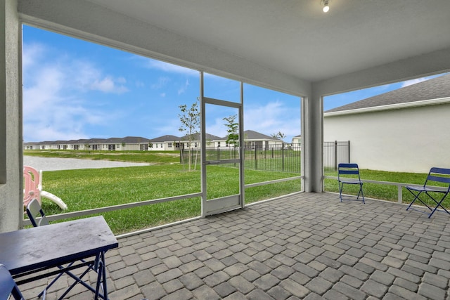 view of unfurnished sunroom