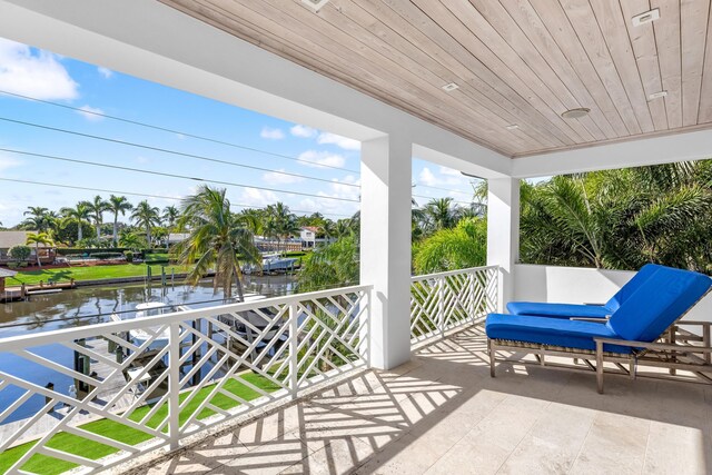 property view of water with a boat dock