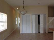 kitchen with a chandelier