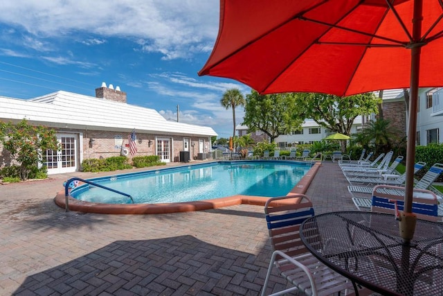 view of pool featuring a patio