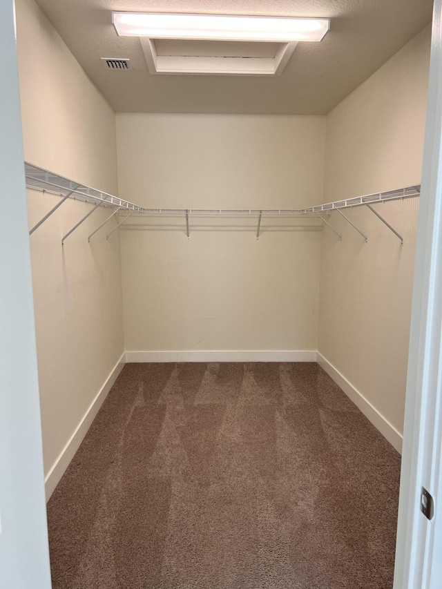 walk in closet with carpet