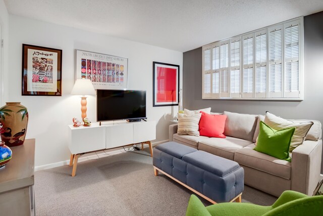 living room with carpet flooring