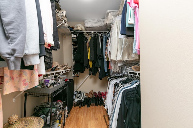 walk in closet featuring hardwood / wood-style flooring