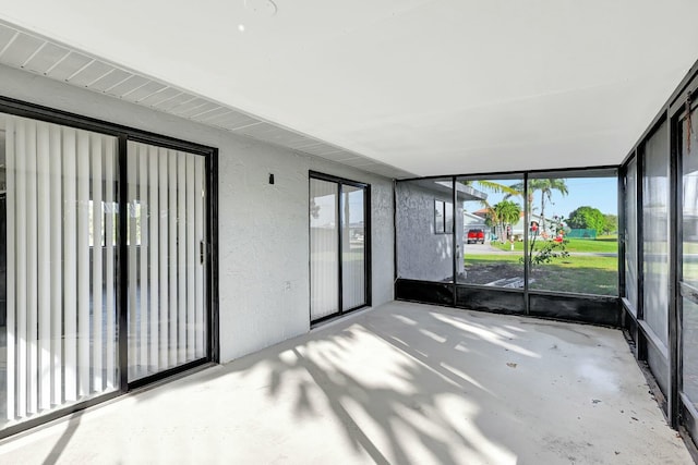 view of unfurnished sunroom