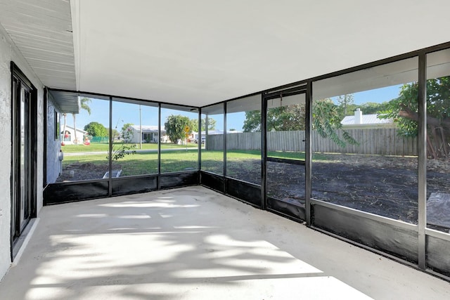 view of unfurnished sunroom