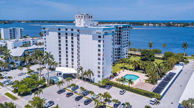 bird's eye view featuring a water view