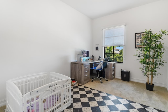 view of carpeted office space