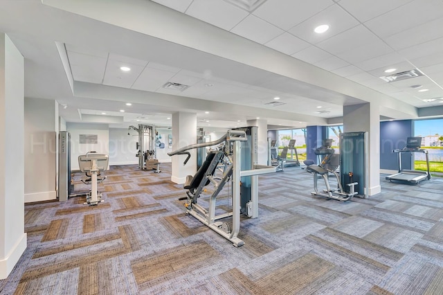 6140 Kings Gate Cir, Delray Beach, FL 33484 - exercise room with carpet floors and baseboards