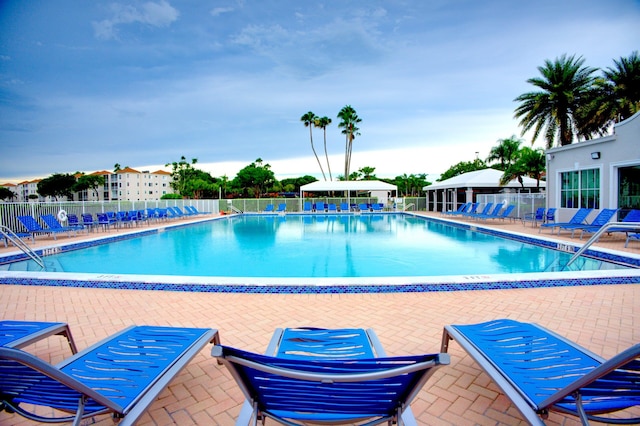 view of pool featuring a patio