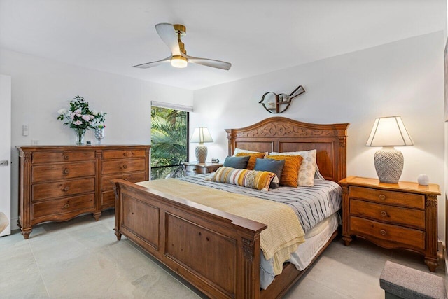 bedroom featuring ceiling fan