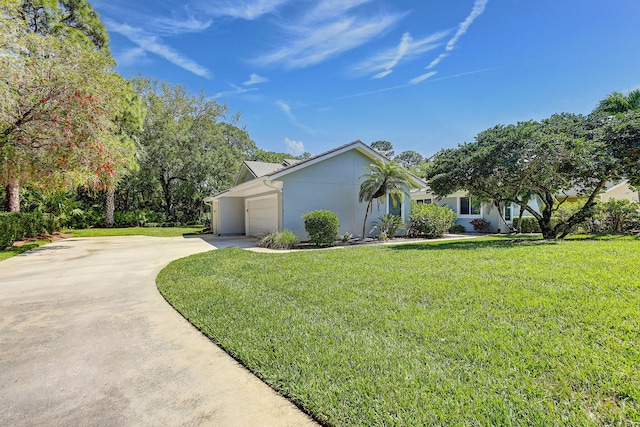 view of property exterior featuring a yard and a garage