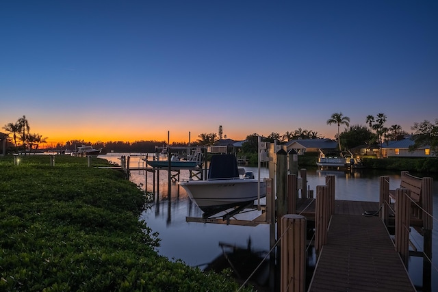 view of dock featuring a water view