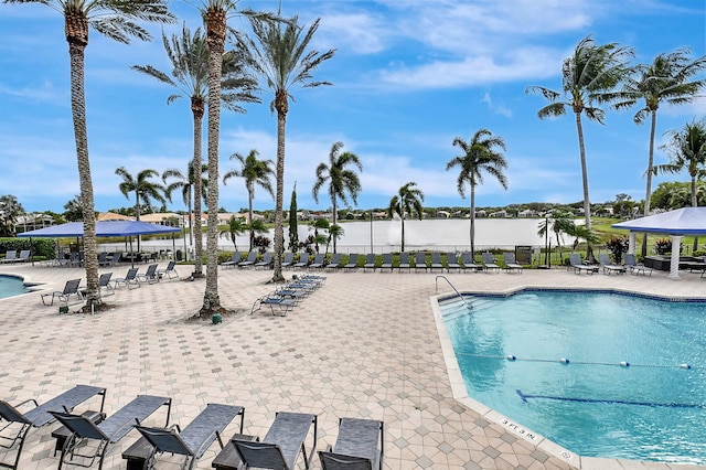 view of pool featuring a patio area