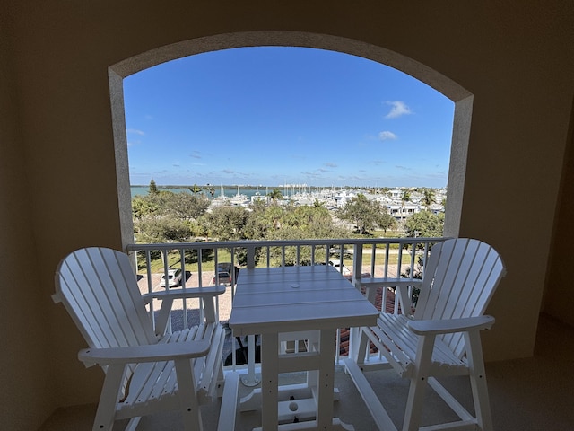 balcony with a water view