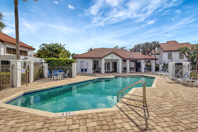 view of pool featuring a patio