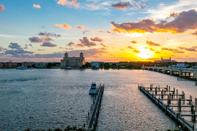 water view with a boat dock