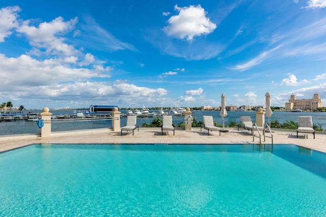 view of pool featuring a patio