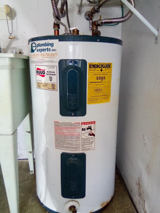 utility room with water heater