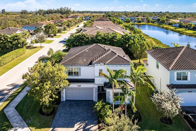 bird's eye view featuring a water view