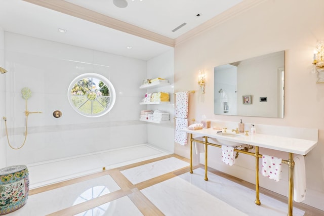 bathroom featuring a shower