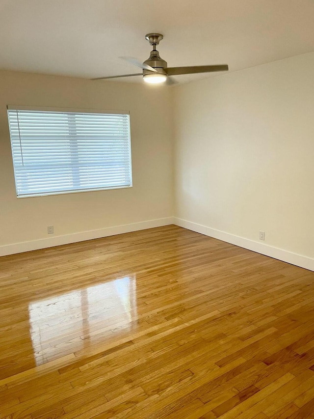 empty room featuring light hardwood / wood-style floors and ceiling fan