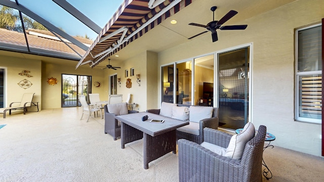 view of patio / terrace featuring outdoor lounge area and ceiling fan