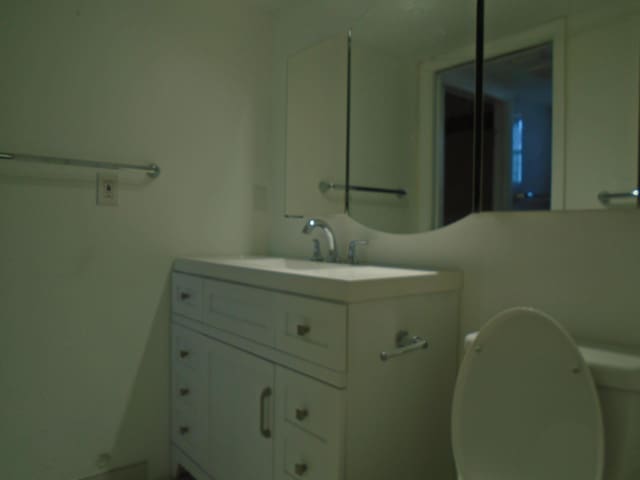 bathroom featuring vanity and toilet