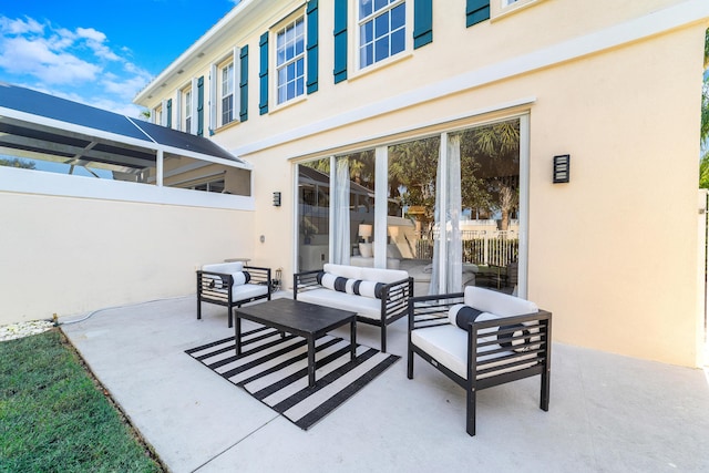 view of patio with a lanai and an outdoor hangout area