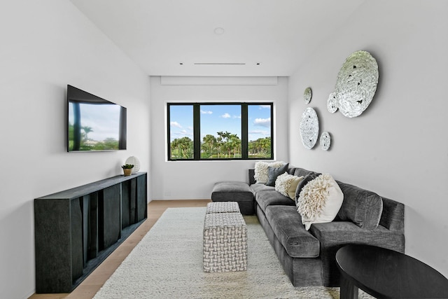 living room with light wood-type flooring