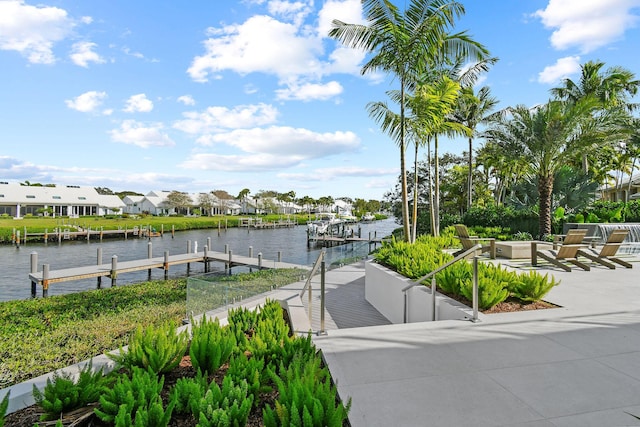 dock area featuring a water view