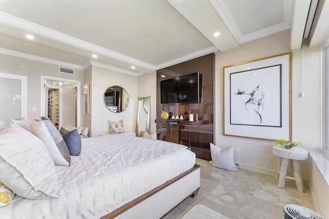 bedroom with ornamental molding