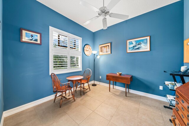 living area with light tile patterned floors