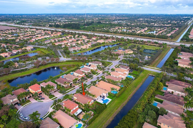 bird's eye view featuring a water view