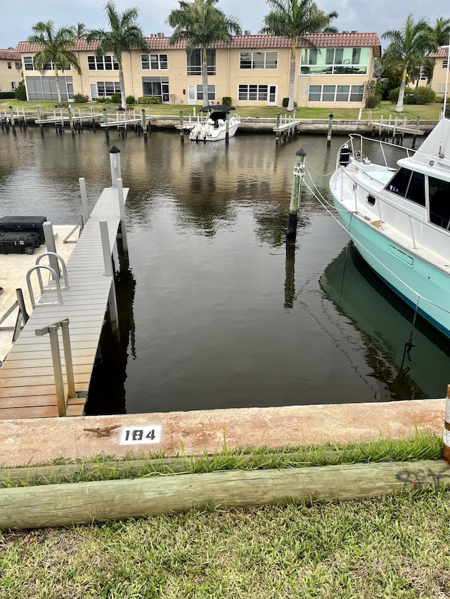 view of dock featuring a water view