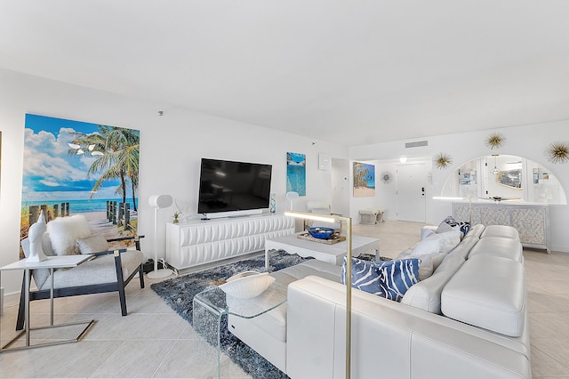 view of tiled living room