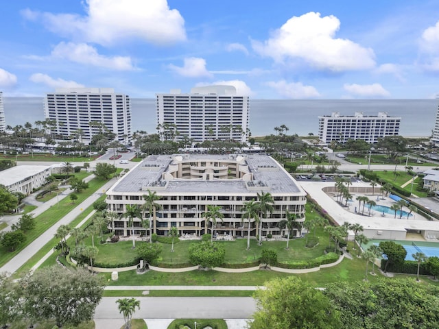 bird's eye view featuring a water view