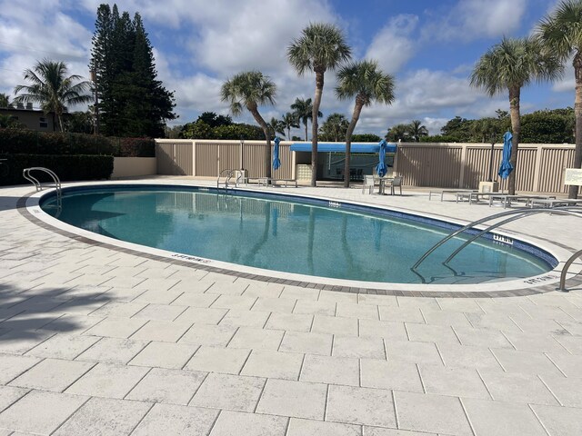 view of swimming pool featuring a patio