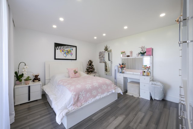 bedroom featuring dark hardwood / wood-style floors