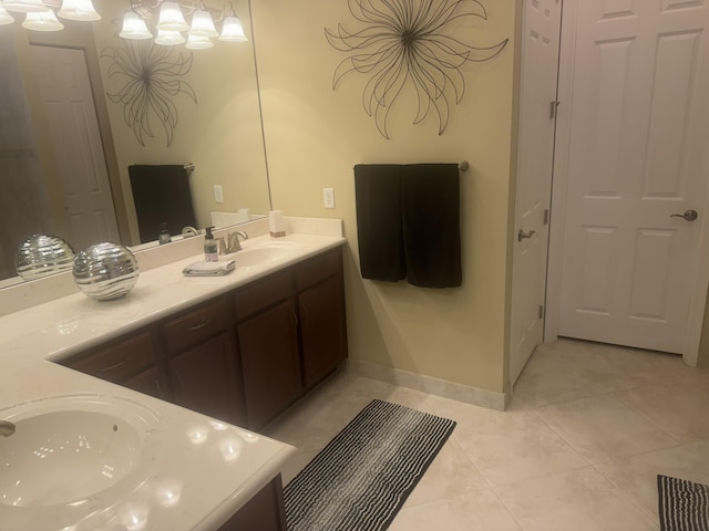 bathroom featuring tile patterned flooring and vanity