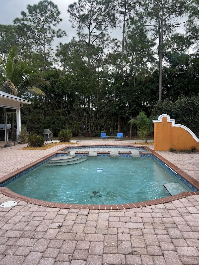 view of swimming pool featuring a patio