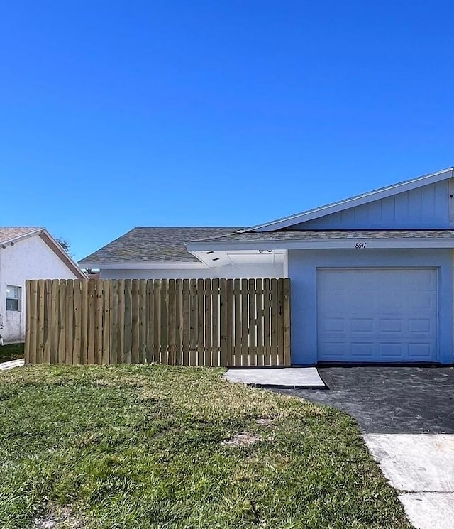 exterior space featuring a garage