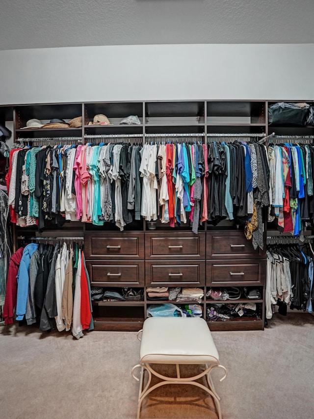 spacious closet with carpet floors