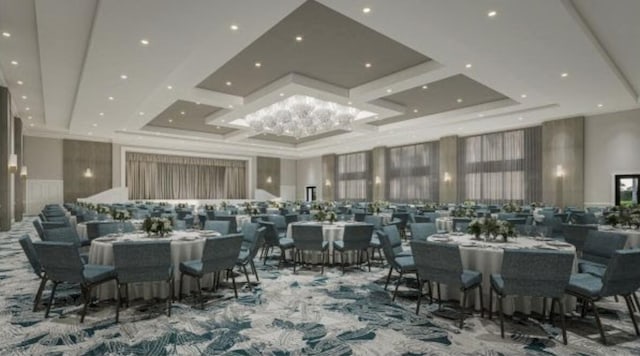 dining space featuring a notable chandelier