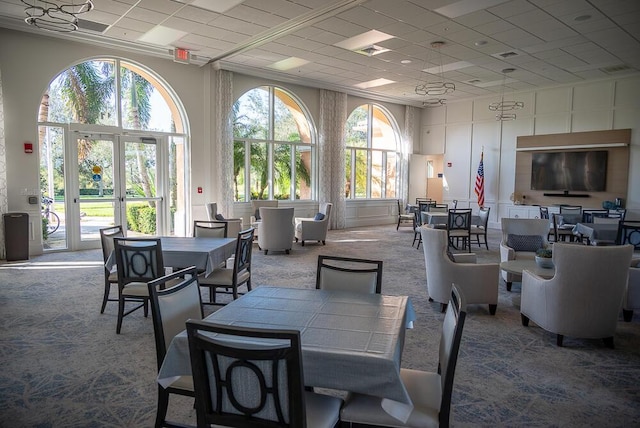 view of carpeted dining area