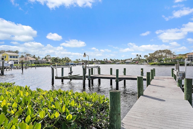 dock area featuring a water view